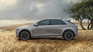 A gray 2022 Hyundai Ioniq parked in a open field. | Hyundai dealer in Fort Smith, AR.