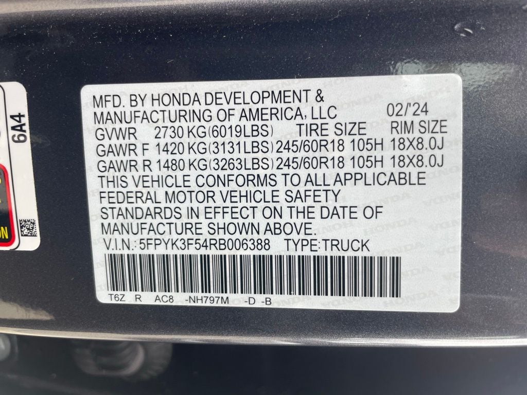 2024 Honda Ridgeline RTL - MOONROOF / ADAPTIVE CRUISE