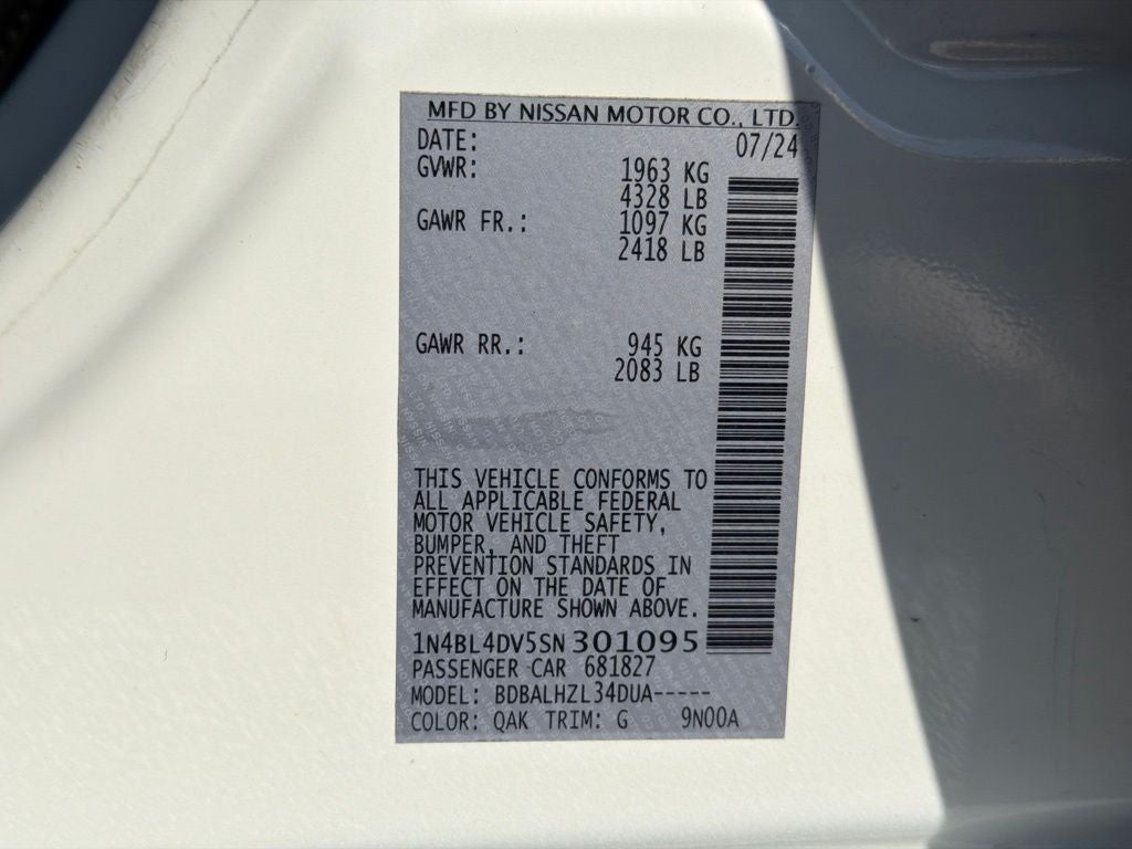 2025 Nissan Altima 2.5 SV CARFAX 1-Owner