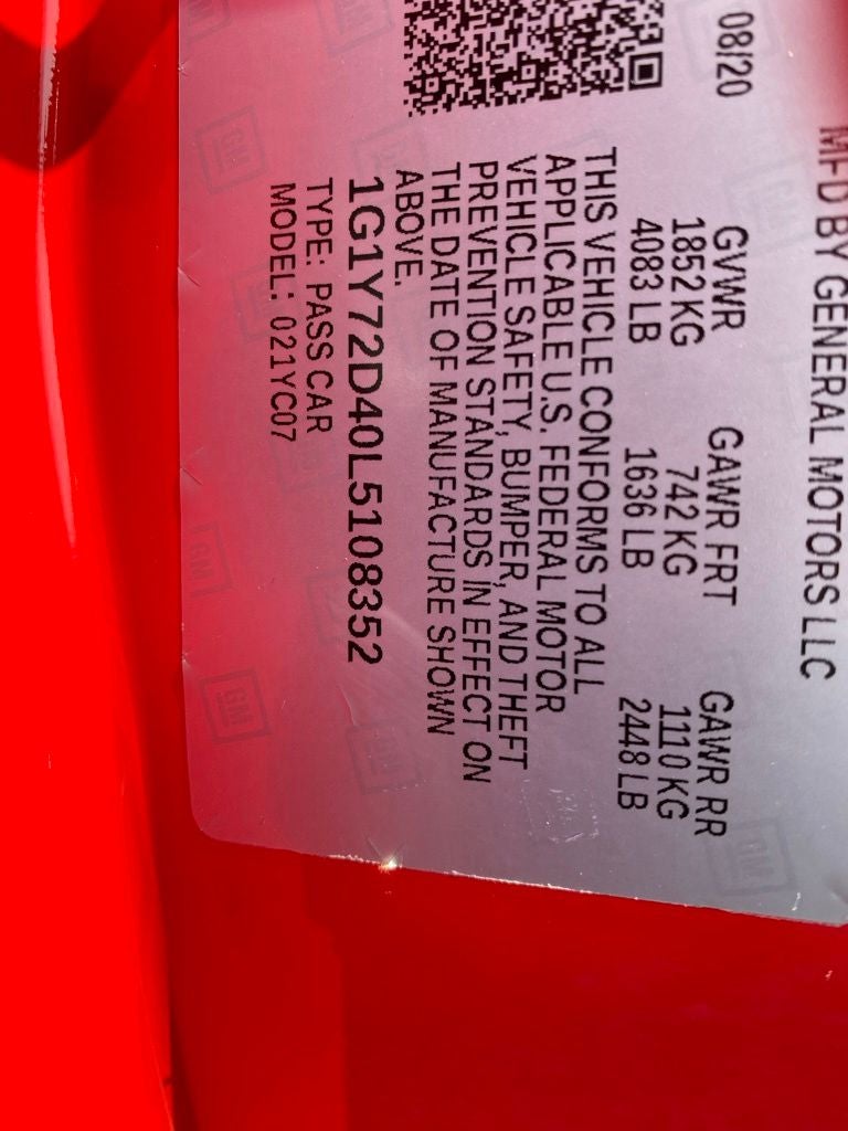 2020 Chevrolet Corvette Stingray 2LT