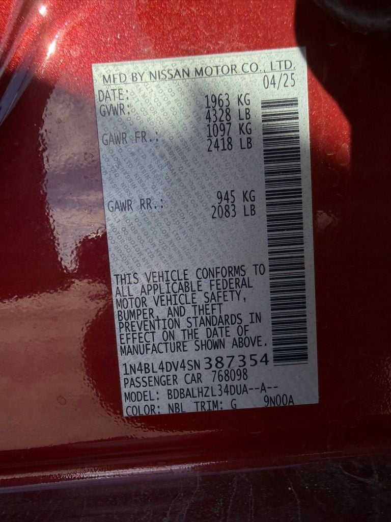 2025 Nissan Altima 2.5 SV