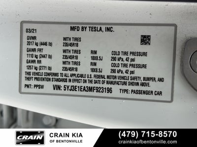 2021 Tesla Model 3 Standard Range Plus