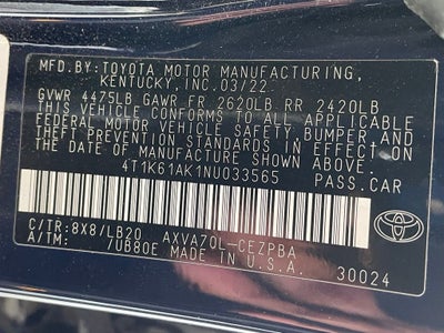 2022 Toyota Camry XSE HEATED SEATS / LEATHER / MOONROOF